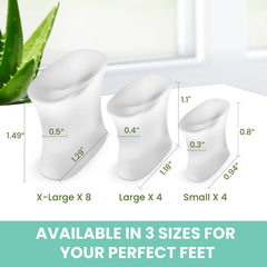 Close-up of aloe vera infused spacers resting between toes