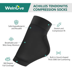 Welnove Heel Protector Sleeve with ergonomic fit supports Achilles for all-day wear