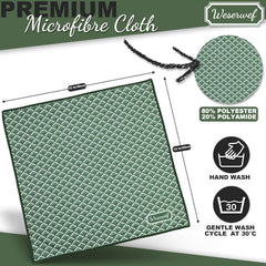 Weserwef Design microfiber cloth folded for compact screen cleaning.