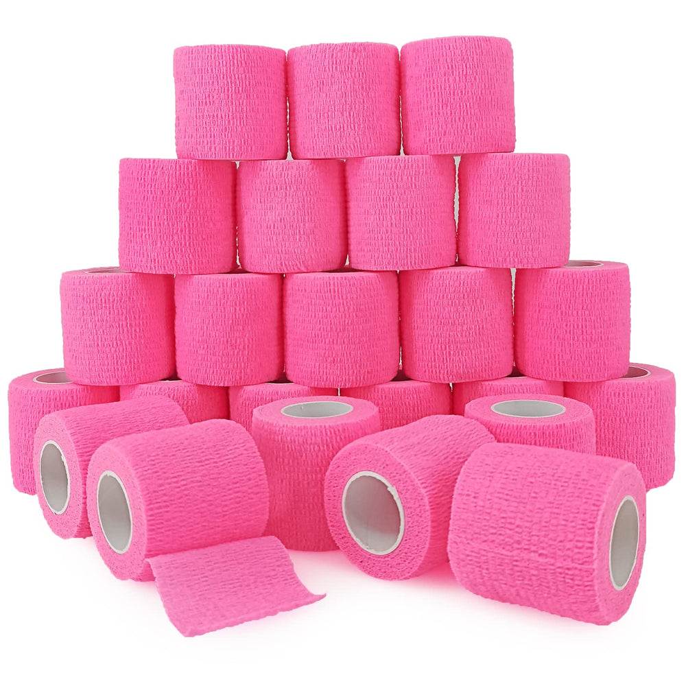 WeTop 24-pack self-adhesive bandage wrap in hot pink for secure, slip-free support.