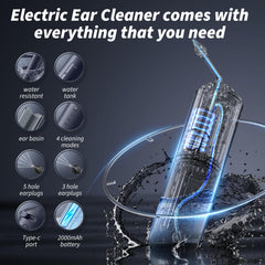 WEUANY ear cleaner with 2000mAh battery lasts hours.