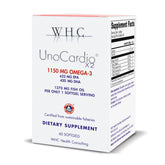 WHC UnoCardio X2 bottle front highlights high-purity omega-3 for daily heart support.