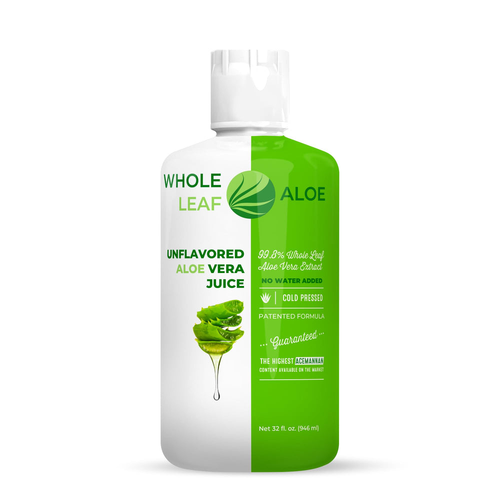 Whole Leaf Aloe Vera Juice bottle front view for daily hydration
