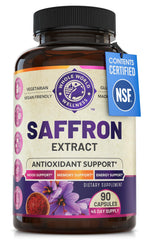 Whole World Wellness saffron extract bottle signals mood and focus support.