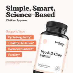 Wholesome Story Myo-D-Chiro capsules in plant-based formula aid ovarian wellness.