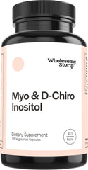 Wholesome Story Myo-Inositol & D-Chiro Inositol bottle suggesting hormonal balance support.