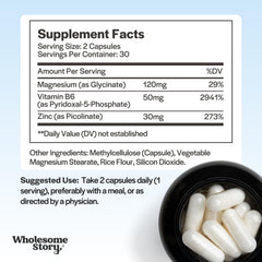 Wholesome Story p5p vitamin-b6-pill closeup highlights potential menstrual comfort.