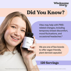 Wholesome Story Vitex bottle front view with 120 capsules