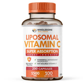 Wholesome Wellness liposomal vitamin C capsules bottle front for daily immune support.