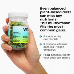 Wholier multivitamin capsules close-up showing delayed-release formula