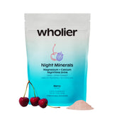 Wholier Night Minerals tub showing a calming evening routine with minerals