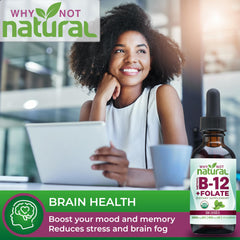 Why Not Natural B12 Liquid Plus Folate bottle in morning routine.