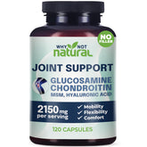 Why Not Natural glucosamine-chondroitin-msm bottle for joint support on shelf.