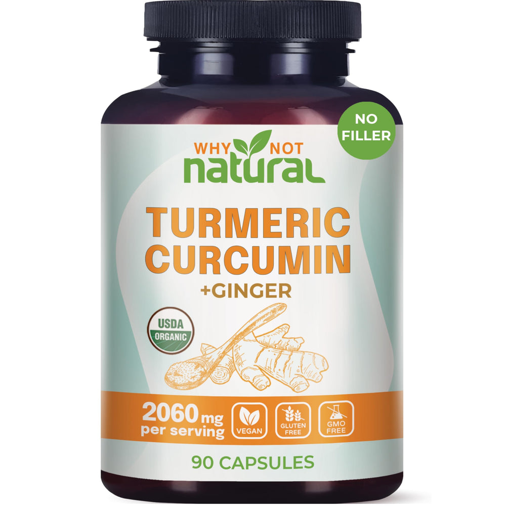 Why Not Natural turmeric-curcumin bottle front shows easy daily capsules for wellness.