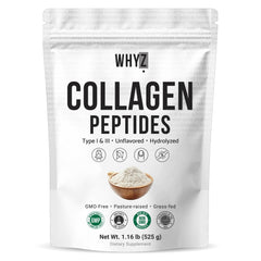 WHYZ bovine collagen powder jar blends easily into drinks and recipes