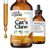 Wild & Organic Cats Claw tincture bottle with dropper for immune support