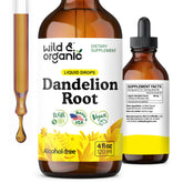 Wild & Organic Dandelion Root Extract Drops bottle for daily liver support.