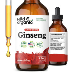 Wild & Organic Korean Panax Ginseng extract bottle front for daily vitality