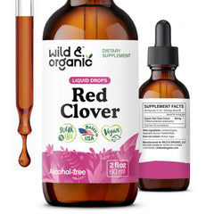 Wild & Organic Red Clover Drops bottle for easy daily use.