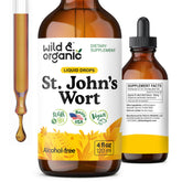 Wild & Organic St Johns Wort tincture bottle pour for mood support