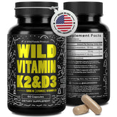 Wild Foods Vitamin D3 + K2 bottle pour for easy daily dosing.