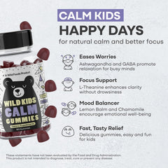 Wild Foods Kids Calm Gummies with ashwagandha and GABA for focus