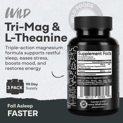 Wild Foods Tri-Mag & L-Theanine capsules offer easy sleep-support and relaxed focus.