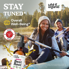 Wild & Organic Beet Root Tincture label close-up highlighting vegan, alcohol-free formula