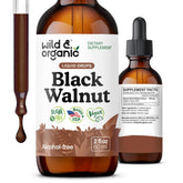 Wild and Organic Black Walnut Tincture bottle displayed for convenient detox support
