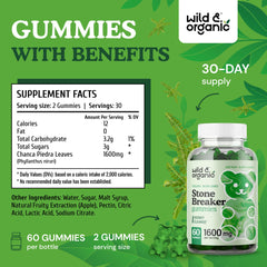Apple-flavored Wild & Organic Chanca Piedra gummies for a pleasant daily routine