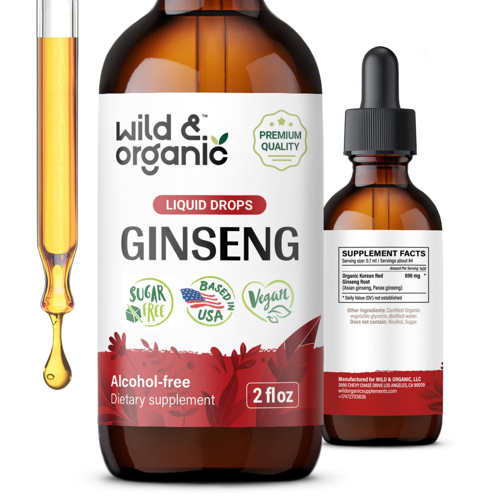 Wild Organic Korean Red Ginseng Drops bottle for daily wellness on the go