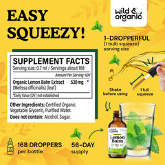 Back label of Wild & Organic tincture shows vegan GMO-free formula