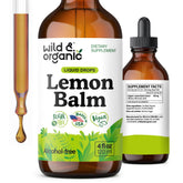 Wild & Organic lemon balm tincture bottle front for calming mood support