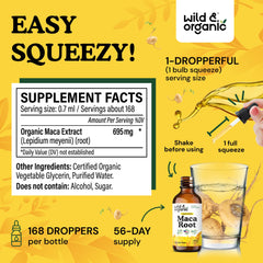 Wild & Organic Maca ingredient closeup on pure maca extract.