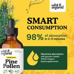 Pour scene of Wild & Organic Pine Pollen Tincture into glass
