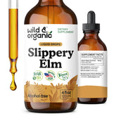 Wild & Organic slippery elm bottle pour supports easy dosing for daily lung and digestive support