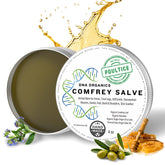 Wild Castle DNA Organics Comfrey Salve bottle shows premium herbal balm for post-activity skin support