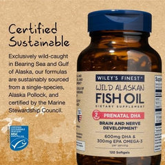 MSC-certified sustainable Alaska Pollock oil in Wiley's Finest bottle