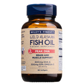 Wiley's Finest Peak DHA bottle front label highlighting omega-3 potency for daily wellness.