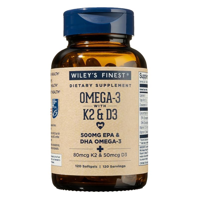 Wiley's Finest Wild Alaskan Fish Oil bottle for daily omega-3 support and overall wellness.