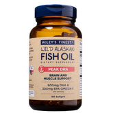 Wiley's Finest Peak DHA bottle highlighting the high-potency omega-3 blend.