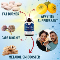 WINDSOR BOTANICALS glucomannan powder capsules emphasizing high-fiber fullness.