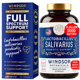 Windsor Botanicals Lactobacillus Salivarius probiotic bottle supports oral balance.
