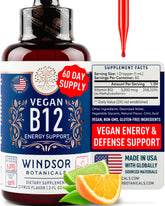 Windsor Botanicals vegan B12 liquid bottle for daily energy support