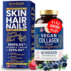 WINDSOR BOTANICALS vegan collagen tablet front view for daily support