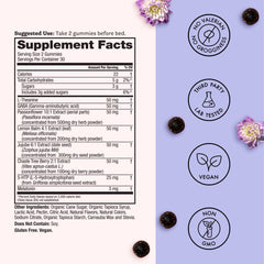 Winged Wellness Sleepyhead ingredients label with melatonin and calming botanicals