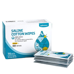 Winner sterile saline wipes box front, 6x8 size for on-the-go cleaning
