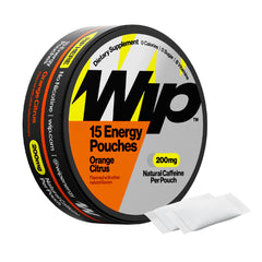 Embalaje frontal de Wip Energy Pouches para energía rápida.