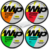 Wip Energy Pouches front pack shows zero calories and bold flavors.