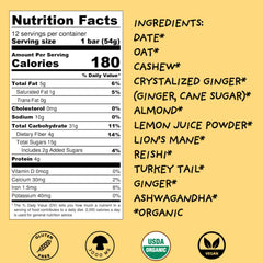WISE BAR lemon ginger bar close-up highlights chewy texture and bright citrus.